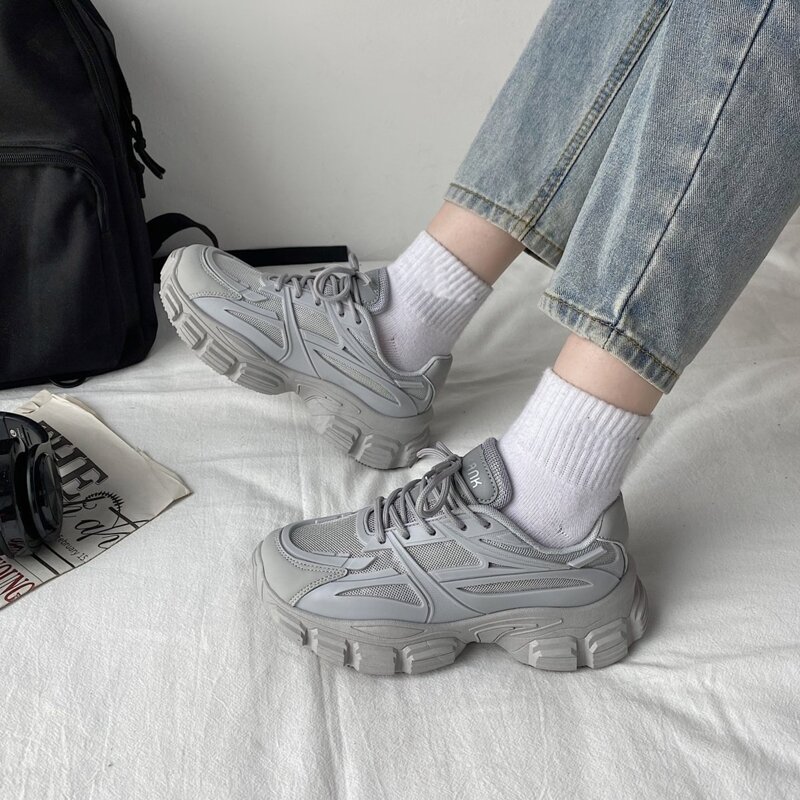

Mesh Panel Chunky Sneakers, Grey