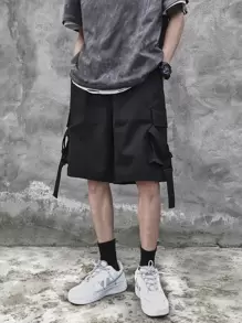 Manfinity Men Flap Pocket Shorts - Black - View 1
