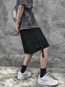 Manfinity Men Flap Pocket Shorts - Black - View 2