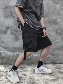 Manfinity Men Flap Pocket Shorts - Black - View 4