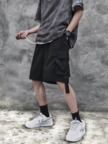 Manfinity Men Flap Pocket Shorts - Black - View 5