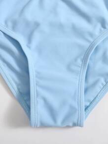 Conjunto de bikini fruncido para niña preadolescente para playa de verano - Azul - Ver 5