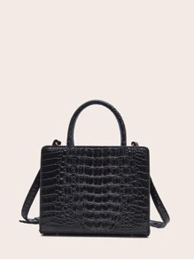 VANESSAMAY&DKMG Skinny Scarf & Rhinestone Decor Satchel Bag For Teen Girls Women College Students,Rookies & White-Collar Workers Perfect For Office,Work ,Business,Commute Best Work Bag For Womenhandbag,Crossbody Bag,Shoulder BagFashion,Casual,Old MoneyCrocodilePortable,With Adjustable StrapFor Girlgift Bag,Perfect For Office