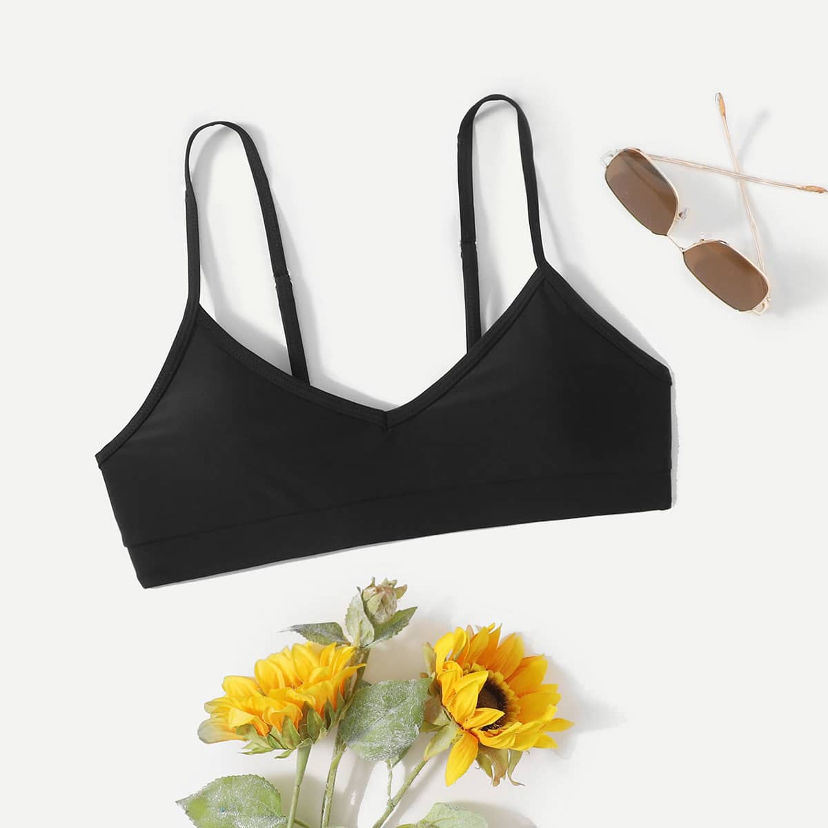 

Simple Solid Bikini Top, Black