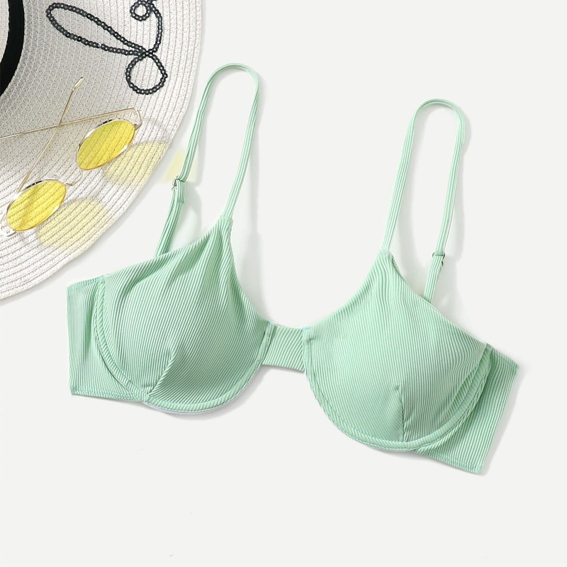 

Solid Rib Bikini Top, Mint green