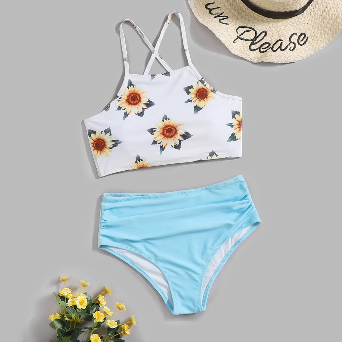

Floral Pattern Bikini Swimsuit, Multicolor