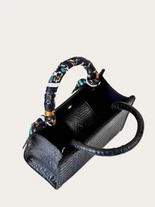 VANESSAMAY＆DKMG窄款圍巾和鑲有鑽石的手提袋，斜挎包，肩背包時尚，休閒，老實錢鱷魚，可攜帶，具有可調節肩帶，適合女孩，女人，新手和白領工人，送禮袋，非常適合辦公室，工作，商務和通勤使用 - 藏蓝色 - 查看 7