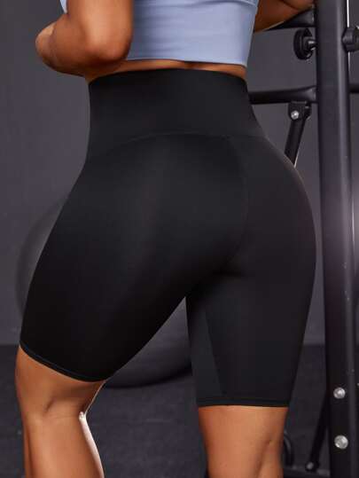 Short Workout Leggings Shaping High Stretch Tummy Control Gym Tights With Hook & Eye Waist