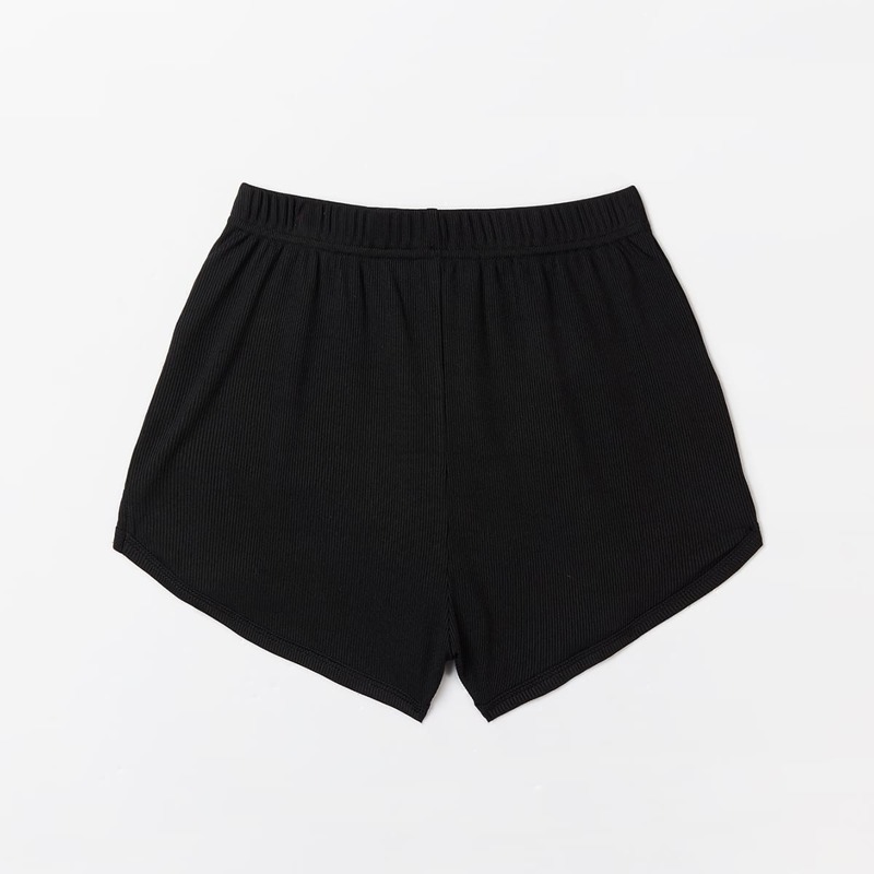 

Solid Ribbed Shorts, Black