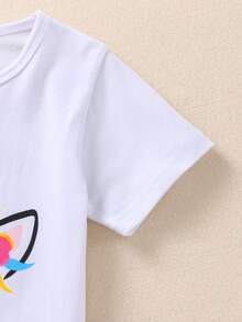 Bộ thời trang bé gái Túi Hoạt hình Giải trí - Xanh và trắng - Xem 3