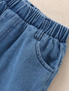 Bộ thời trang bé gái Túi Hoạt hình Giải trí - Xanh và trắng - Xem 4