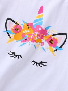 Bộ thời trang bé gái Túi Hoạt hình Giải trí - Xanh và trắng - Xem 5