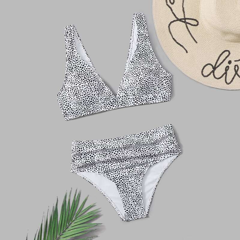 

Dalmatian Pattern Bikini Swimsuit, Black and white