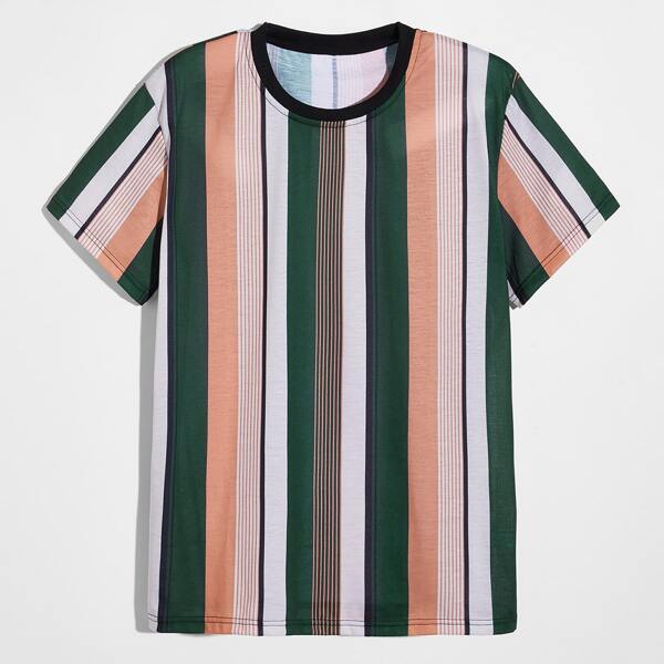 

Men Striped Short Sleeve Tee, Multicolor