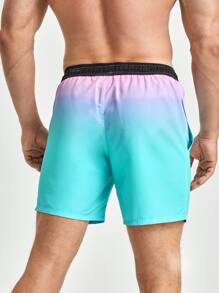 Surfspeed Men Ombre Print Drawstring Waist Slant Pocket Swimwear - Multicolor - View 2