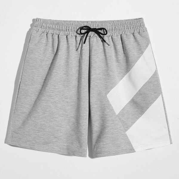 

Men Two Tone Drawstring Track Shorts, Grey