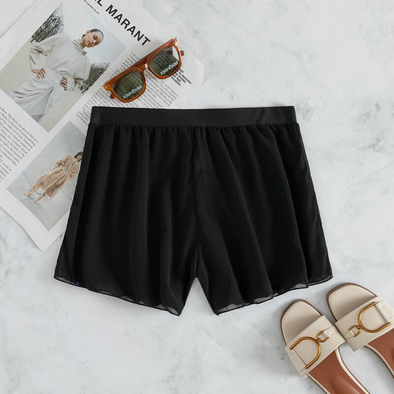 

Chiffon Cover Up Shorts, Black