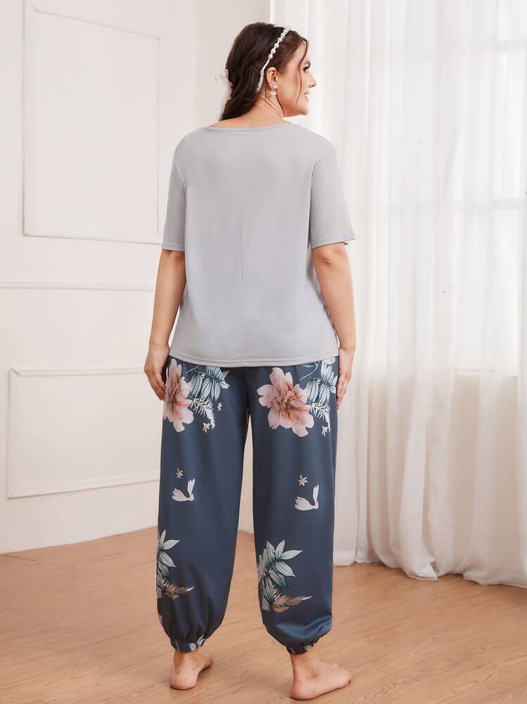 プラス 花柄プリント 蝶々結び パジャマセット - マルチカラー - 見る 2