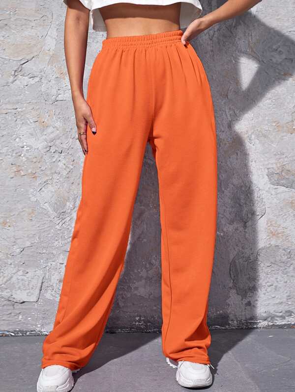 Solid Wide Leg Sweatpants SHEIN USA