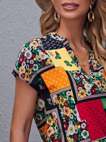 EMERY ROSE Top de cuello notch con retazo - Multicolor - Ver 5