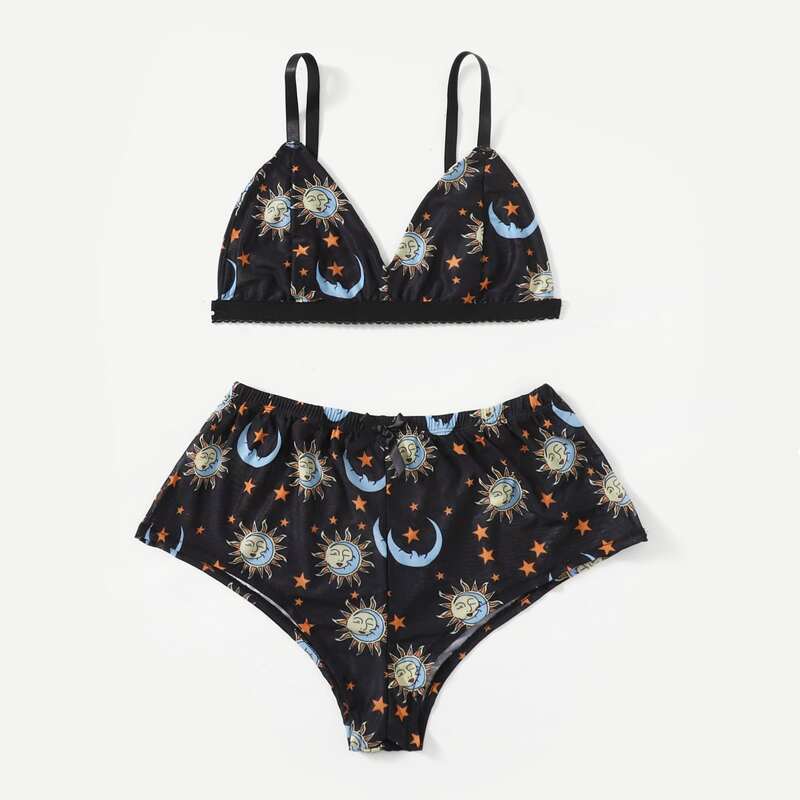 

Sun Print Lingerie Set, Multicolor