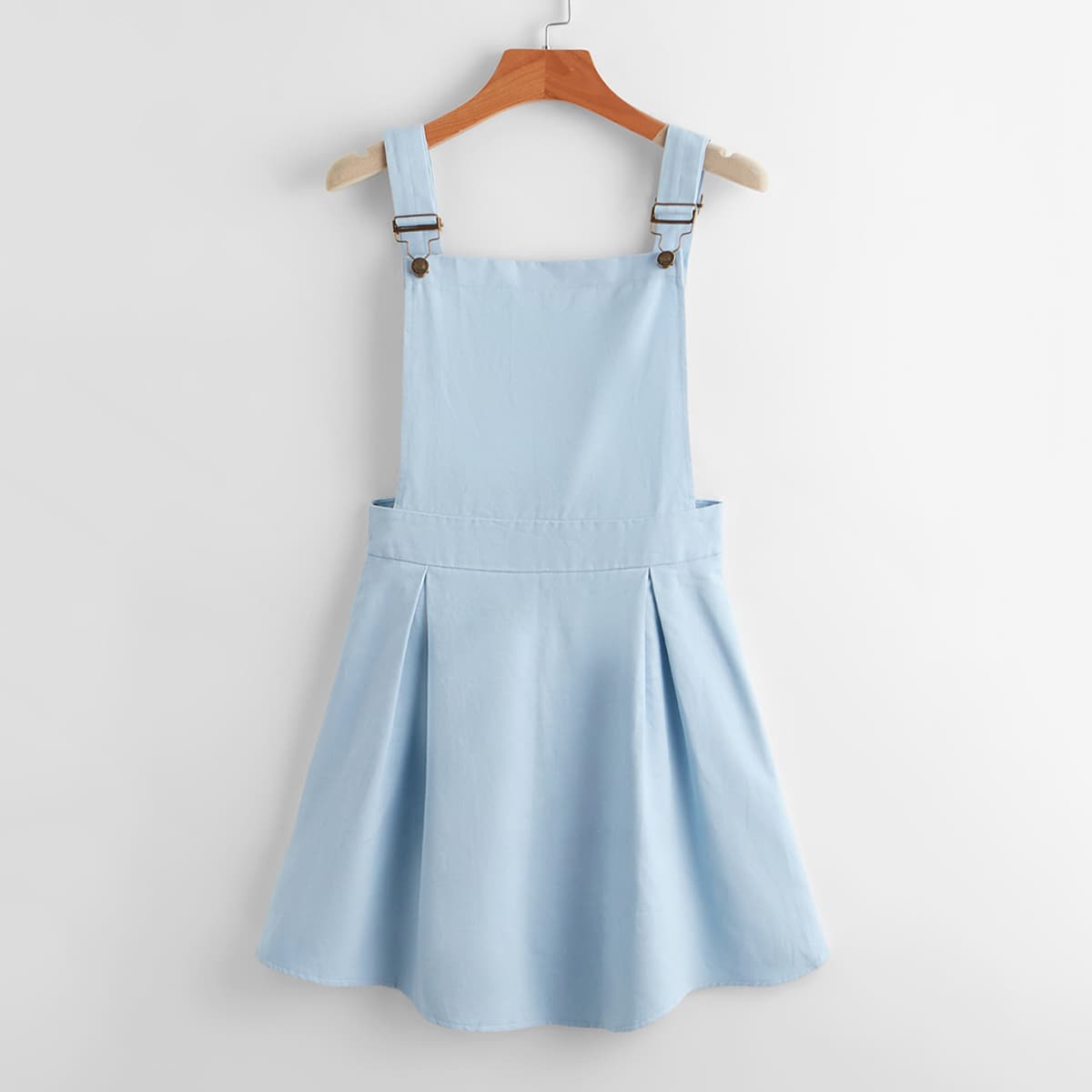 

Solid Button Pinafore Dress, Baby blue