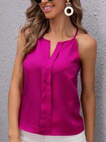 SHEIN Clasi 素色西裝領吊帶上衣 - 中紫紅色 - 查看 5