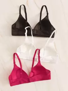 3pack Solid Bra Set Lingerie - Multicolor - View 2