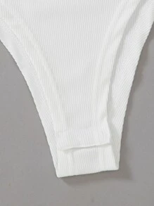 Calvaya Body De Cuello Alto Y Tirantes Sólido Para Mujeres De Talla Plus - Blanco - Ver 3