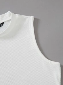 Calvaya Body De Cuello Alto Y Tirantes Sólido Para Mujeres De Talla Plus - Blanco - Ver 4