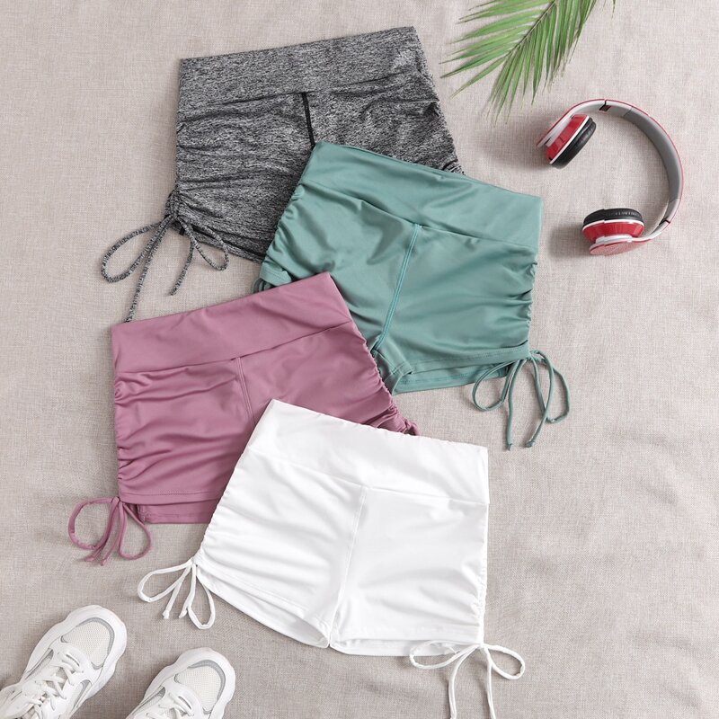 

4pcs Drawstring Side Sports Shorts, Multicolor