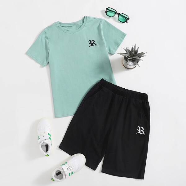 

Boys Letter Graphic Tee And Shorts Set, Multicolor
