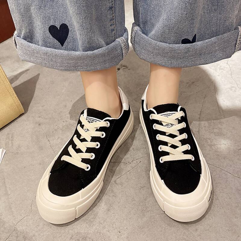 

Lace Up Front Canvas Shoes, Black
