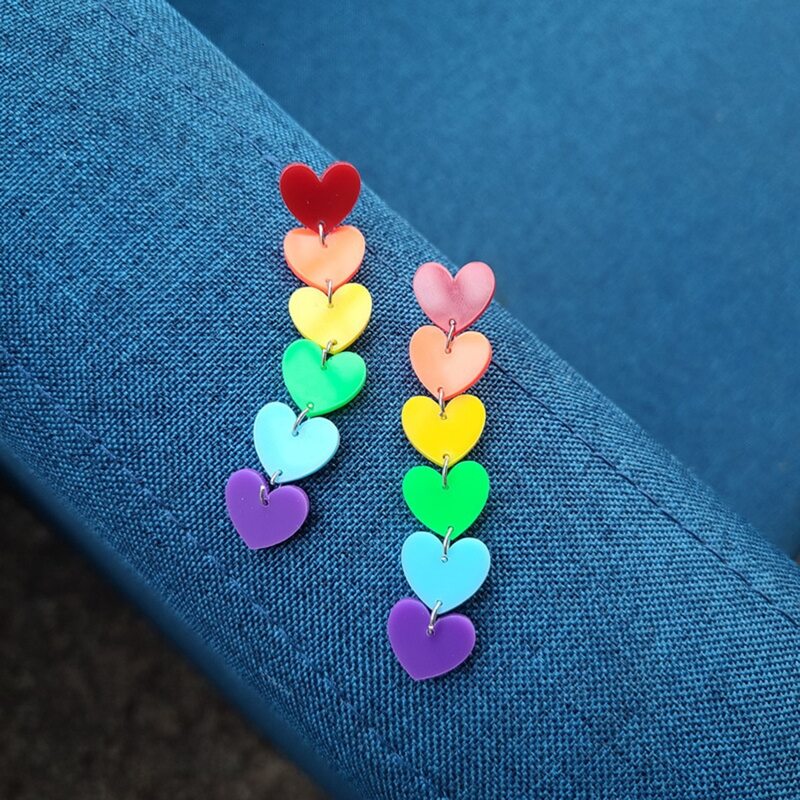 

Heart Drop Earrings, Multicolor