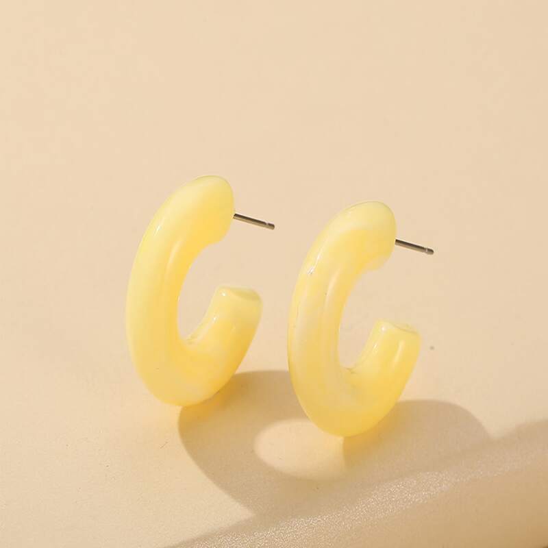

C-shaped Hoop Earrings, Yellow