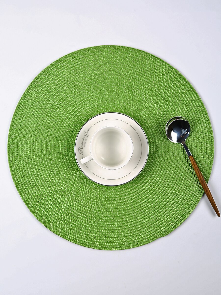 Plain Round Placemat - Green - View 1