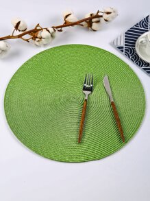 Plain Round Placemat - Green - View 2