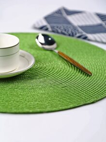 Plain Round Placemat - Green - View 3
