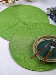 Plain Round Placemat - Green - View 4