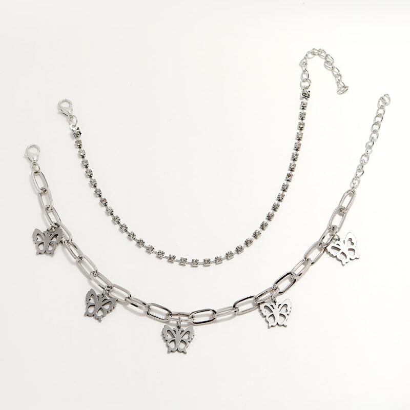 

2pcs Butterfly Anklet, Silver