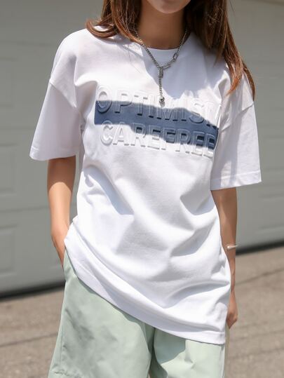 تي شيرت كبير الحجم مع طباعة حرفية للصيف