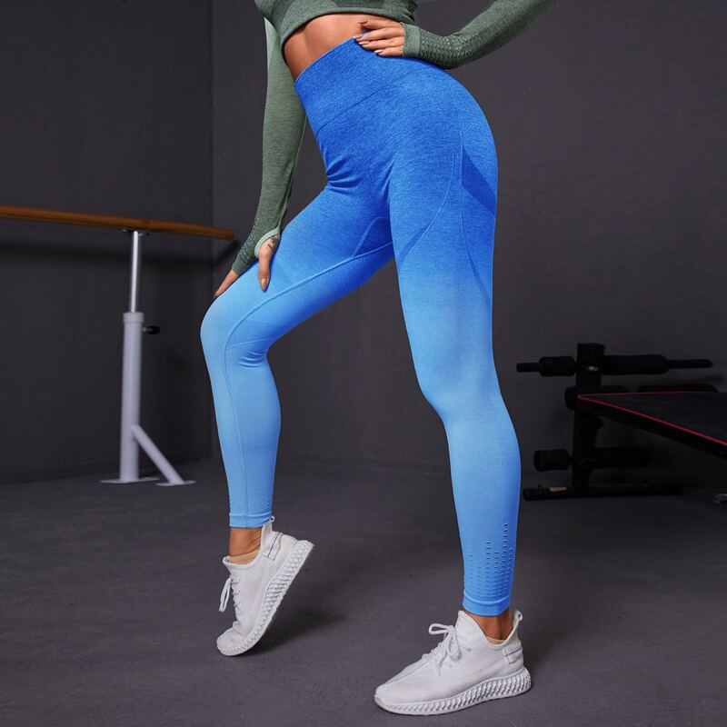 

Wide Band Waist Ombre Sports Leggings, Blue