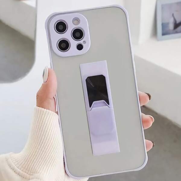 

Contrast Frame Phone Case With Push-pull Holder, Purple