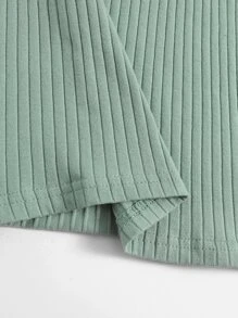 Muchica Vestido De Punto Acanalado Con Dobladillo Dividido - verde menta - Ver 5