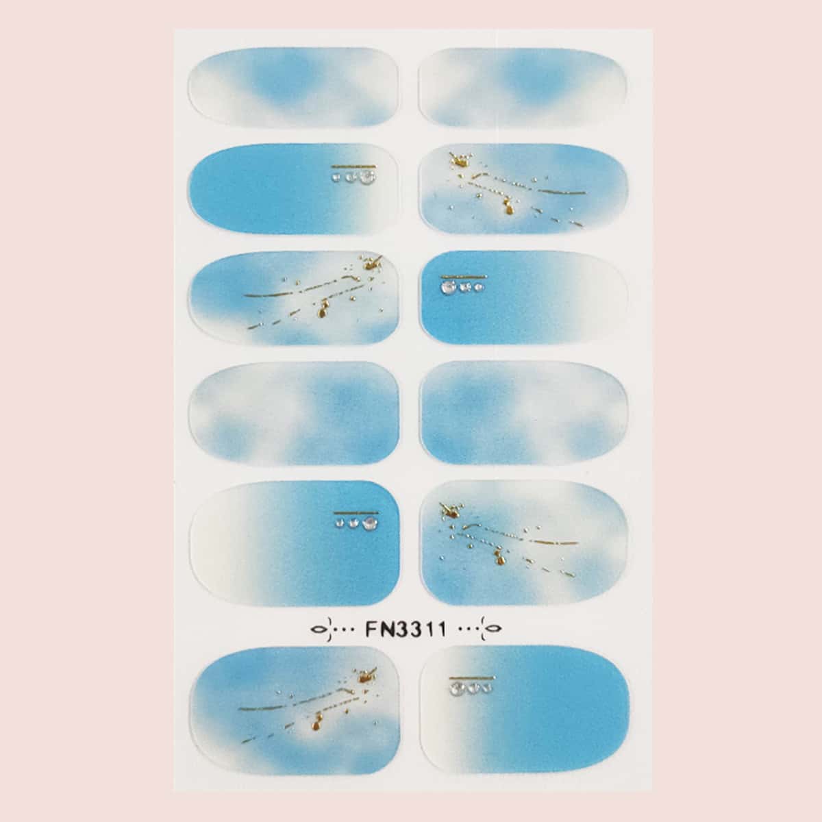

1sheet Rhinestone Decor Ombre Nail Sticker, Multicolor