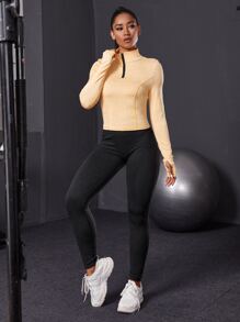 Legging thể thao Cắt ra màu trơn - màu đen - Xem 3