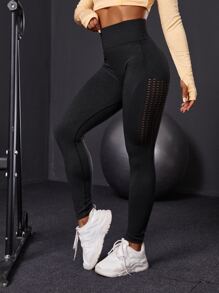 Legging thể thao Cắt ra màu trơn - màu đen - Xem 5