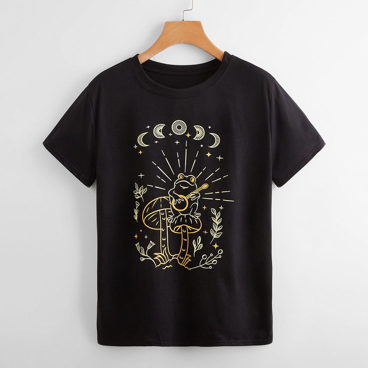 

Mushroom & Frog Graphic Tee, Black