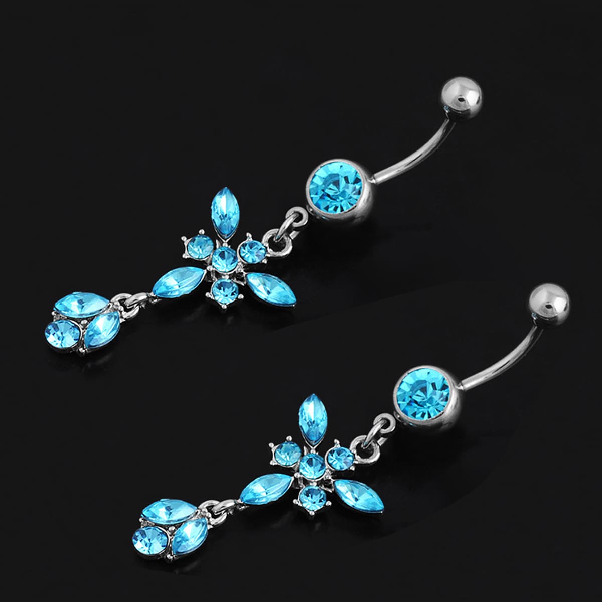 

1pc Rhinestone Belly Ring, Blue