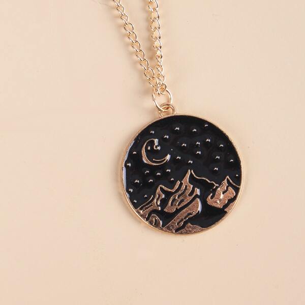 

Round Pendant Necklace, Black